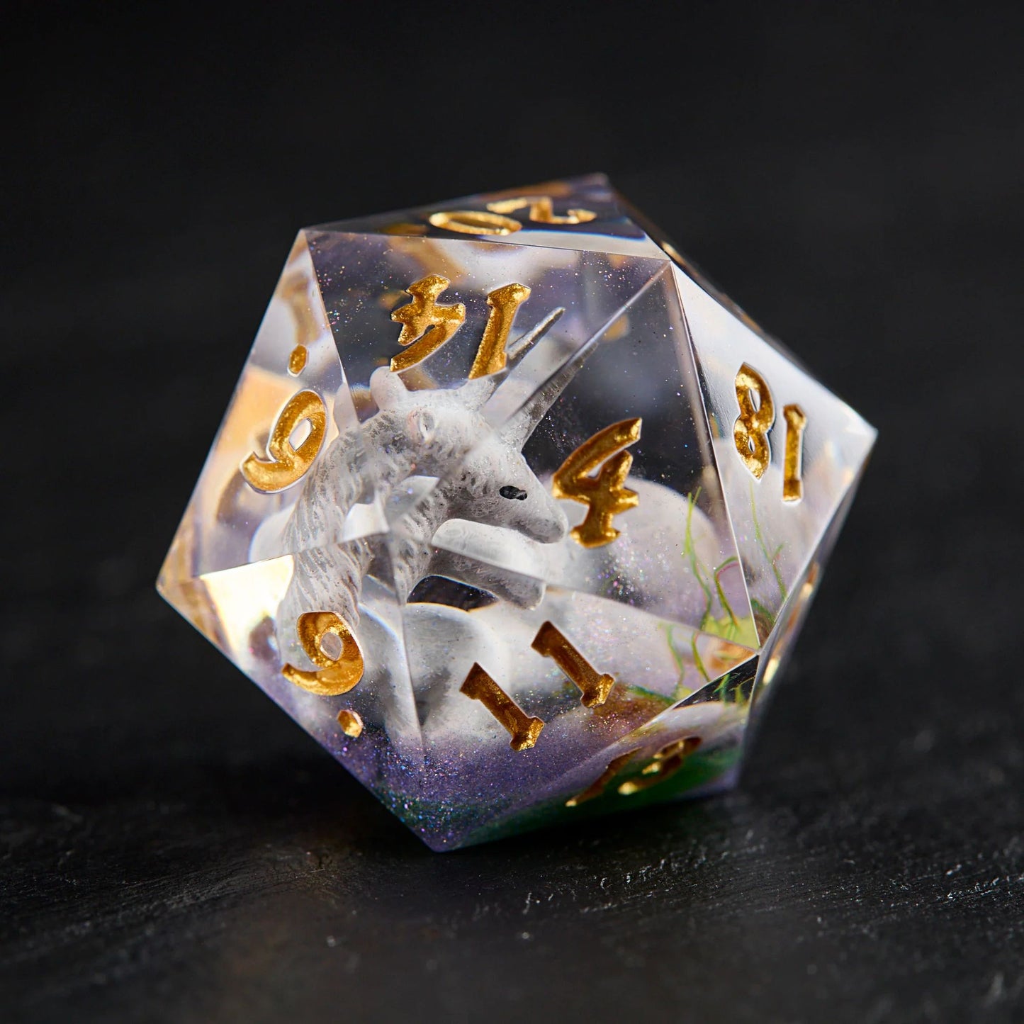 Enchanted Dream Unicorn Dice - Resin D&D RPG 7-piece Dice Set