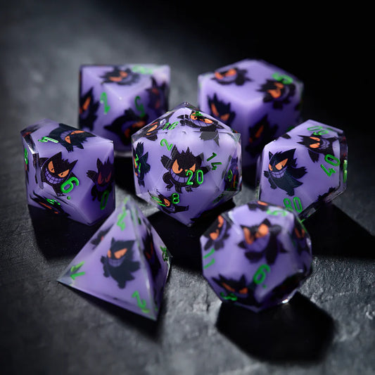 Gengar Purple Resin D&D DnD Dice Set