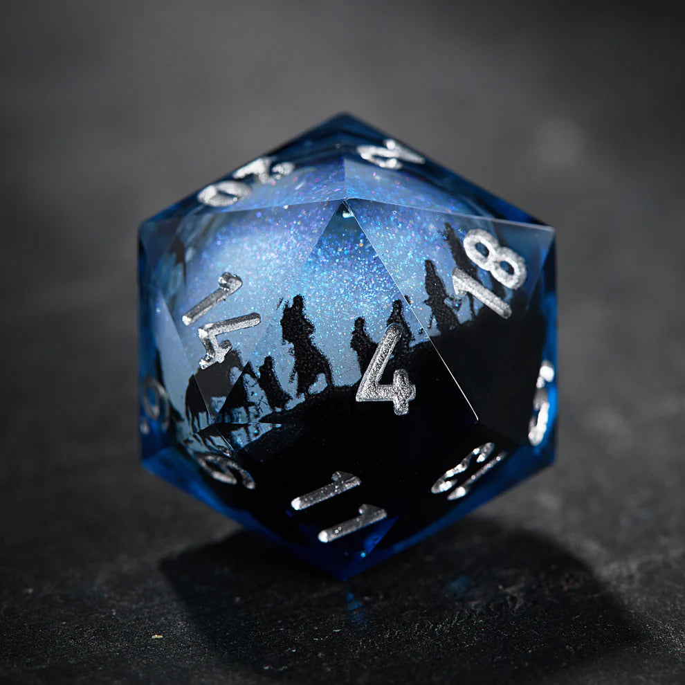 Lord of the Rings inspired Blue Liquid Core DnD D&D Dice