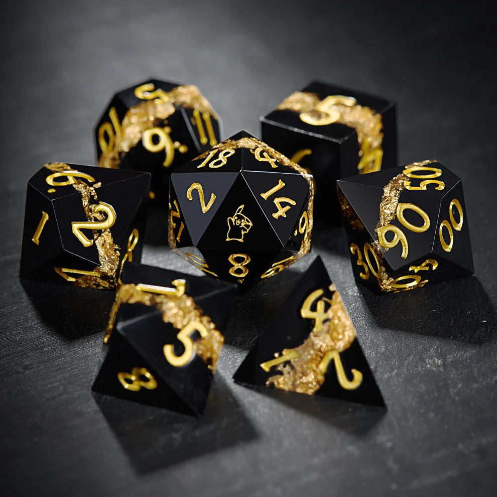 Black Goldleaf Resin Pokemon Pikachu DND Dice