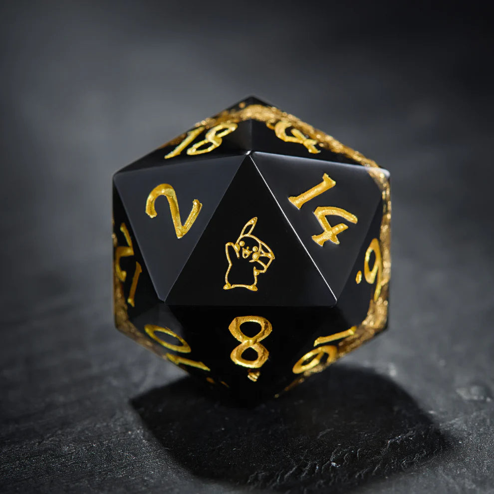 Black Goldleaf Resin Pokemon Pikachu DND Dice