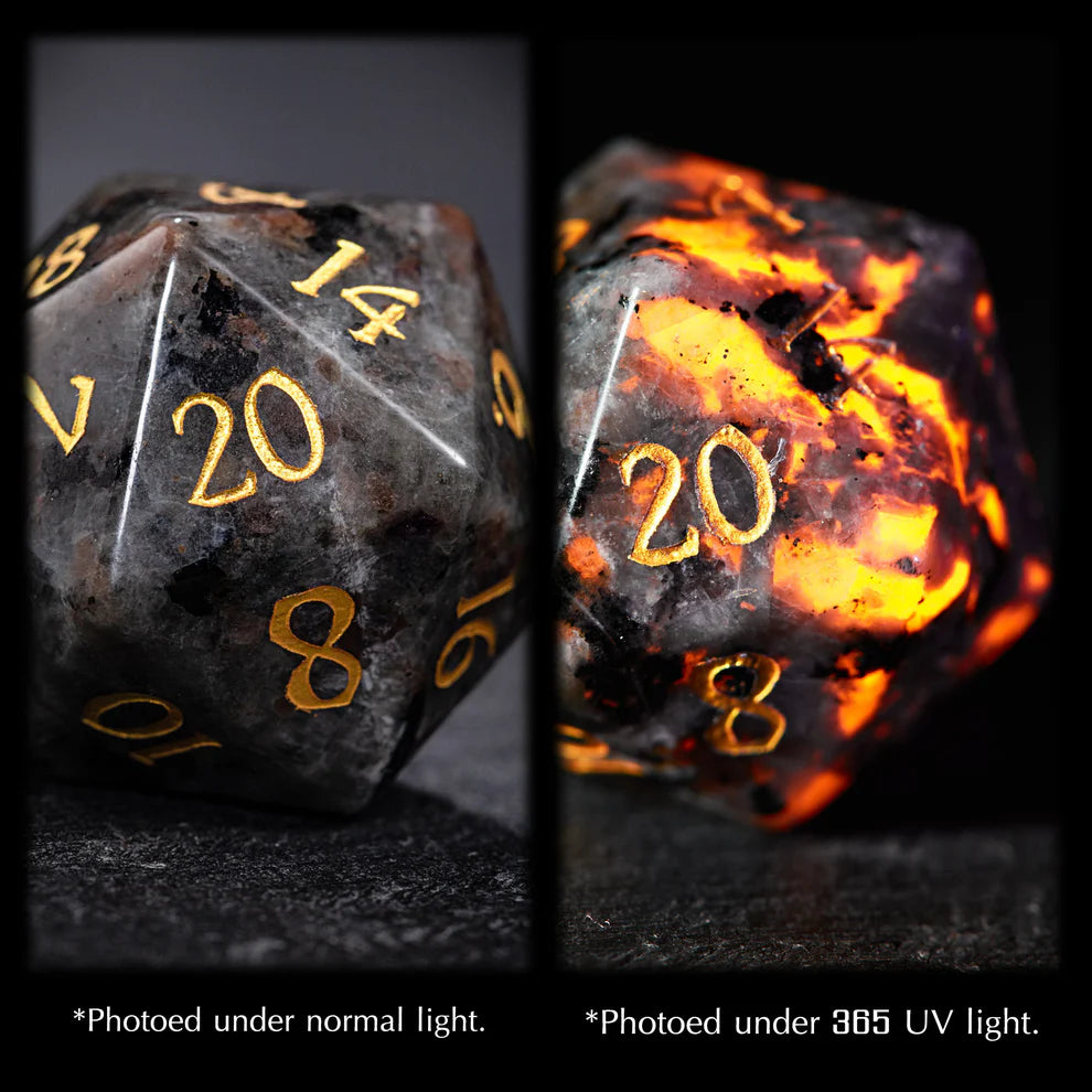 Gemstone UV - Yooperlite UV Reactive Gemstone F Word DnD D&D Dice