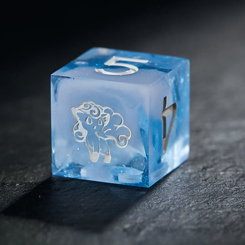 Ice Blue Resin LIQUID CORE Pokemon Vulpix DnD D&D Dice