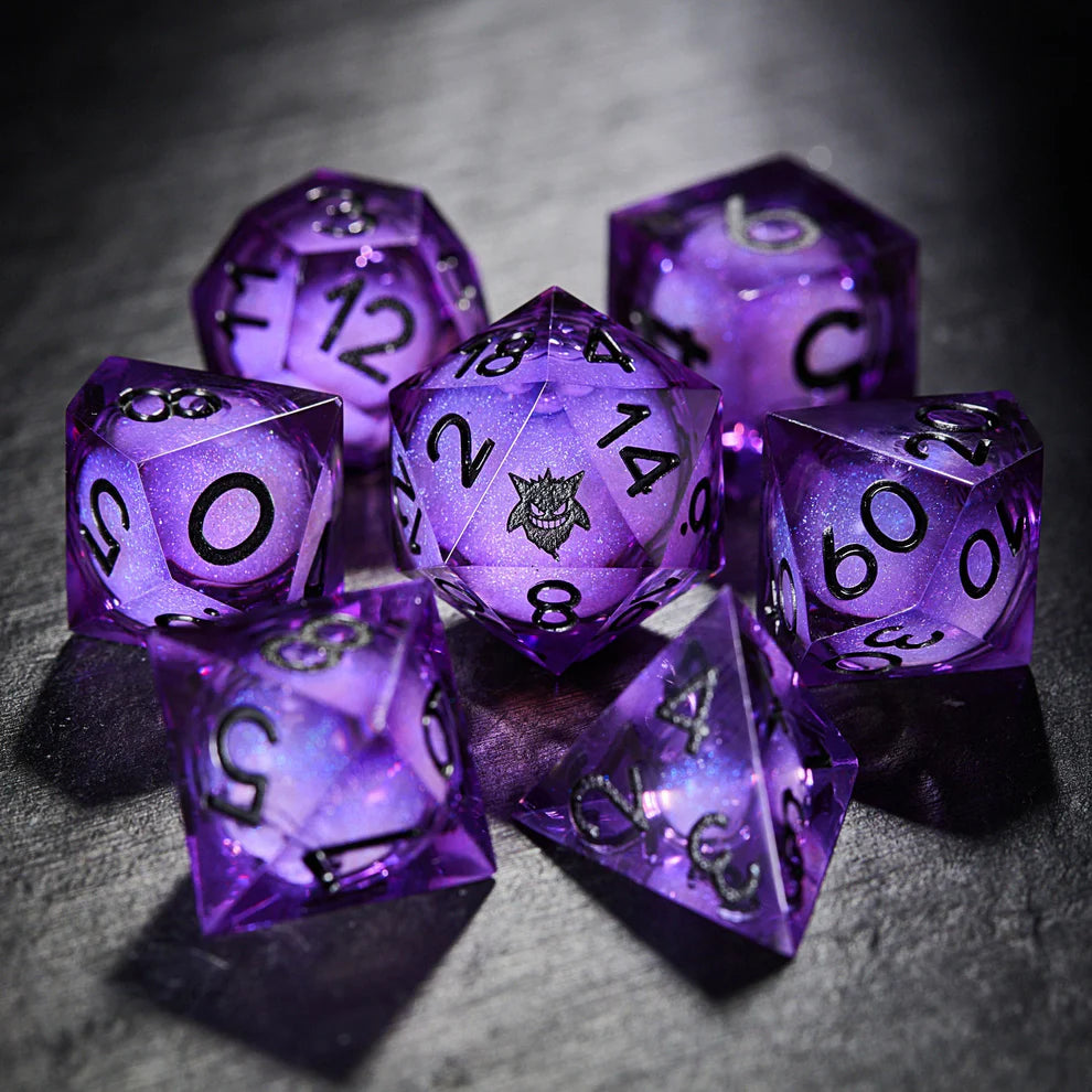 Purple Resin LIQUID CORE Pokemon Gengar DnD D&D Dice