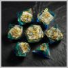 Grimoire Magic Book UV Reactive Dice - Resin Dnd RPG 7-piece Dice Set