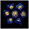 Grimoire Magic Book UV Reactive Dice - Resin Dnd RPG 7-piece Dice Set