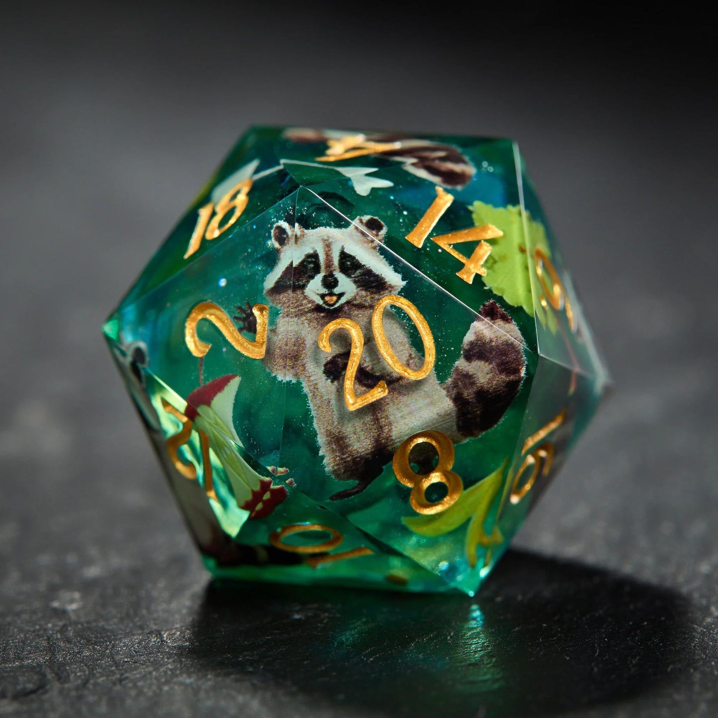 Raccoon in the Forest Dice RPG DND Resin