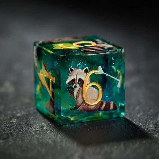 Raccoon in the Forest Dice RPG DND Resin