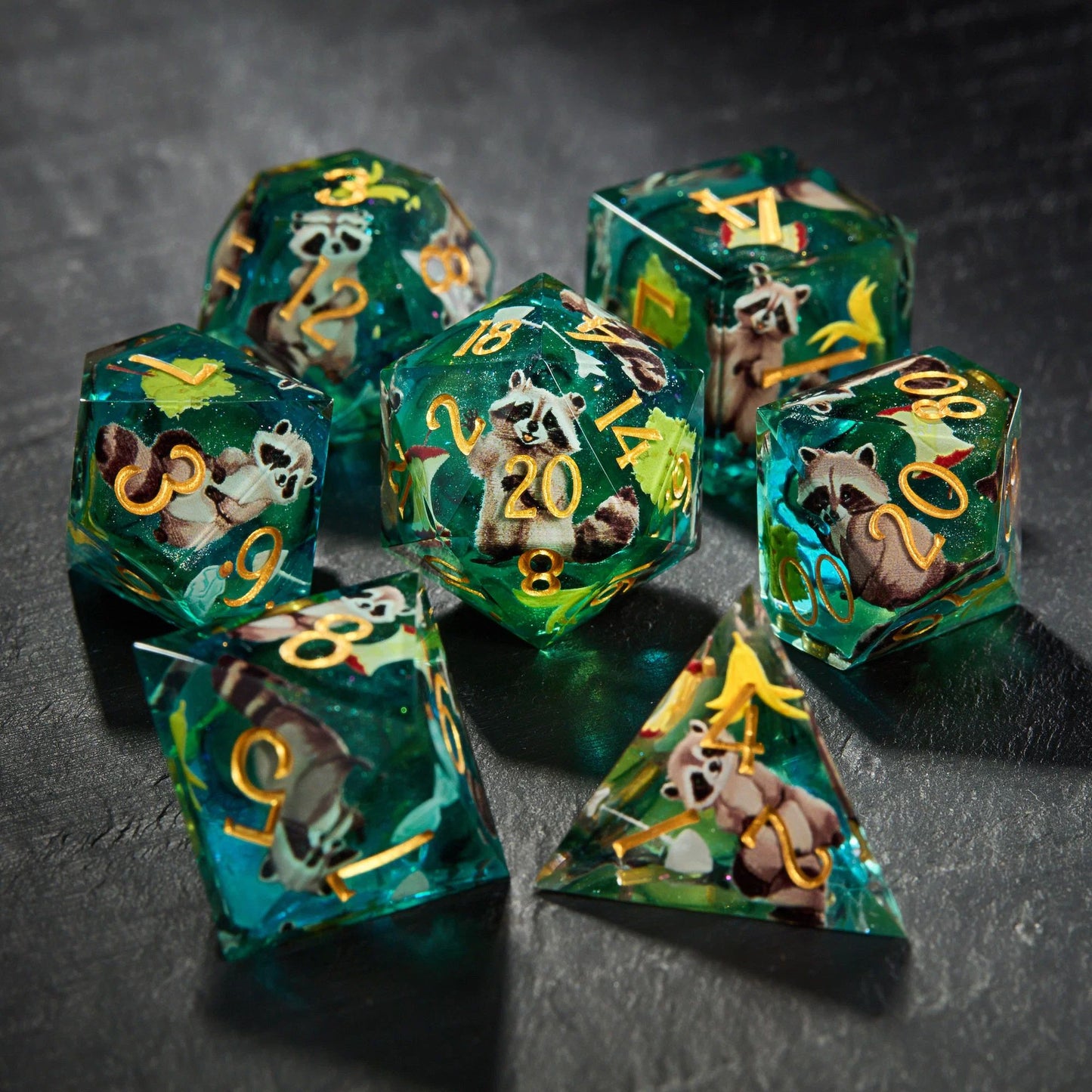 Raccoon in the Forest Dice RPG DND Resin