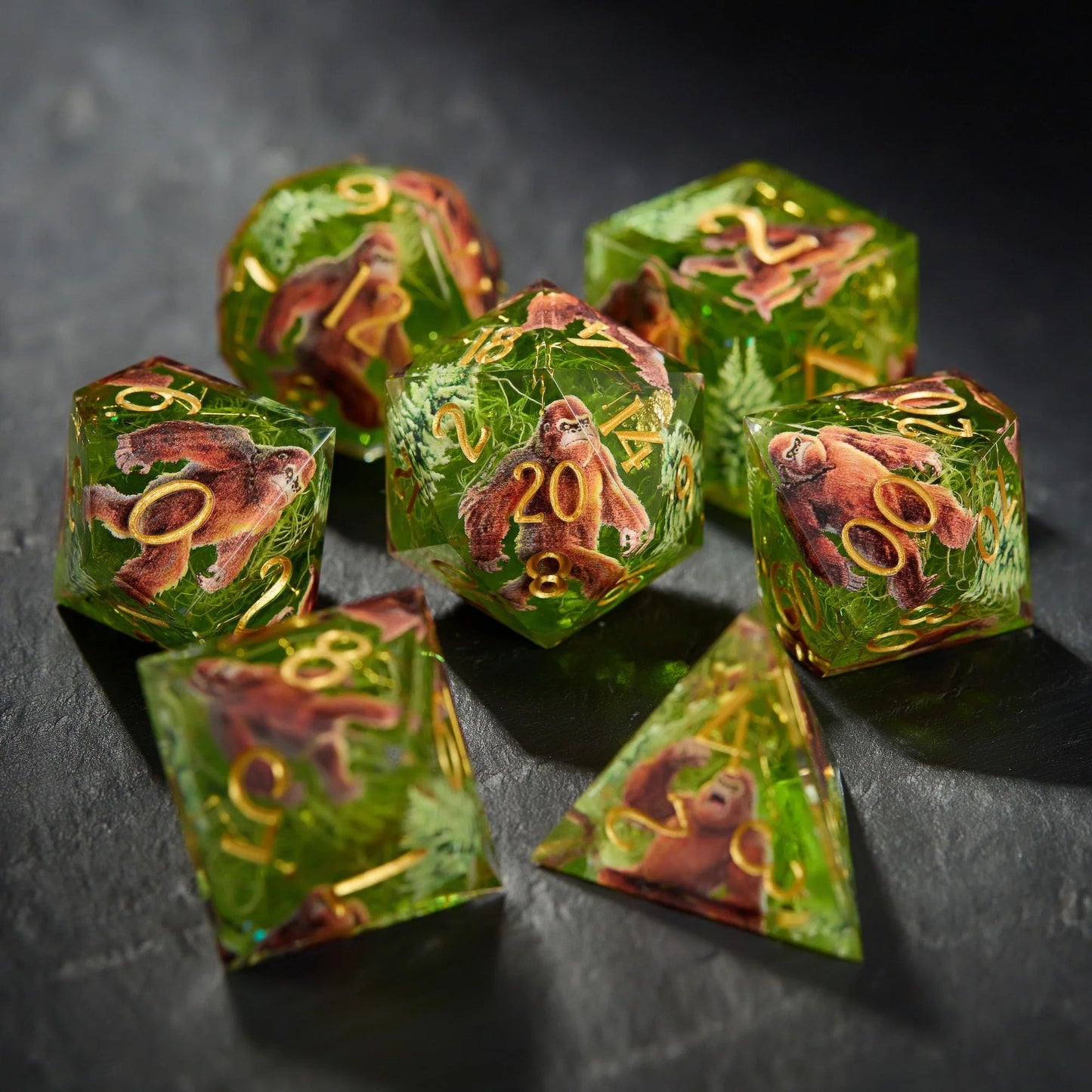 Forest Bigfoot Grass Green Resin Dice DND