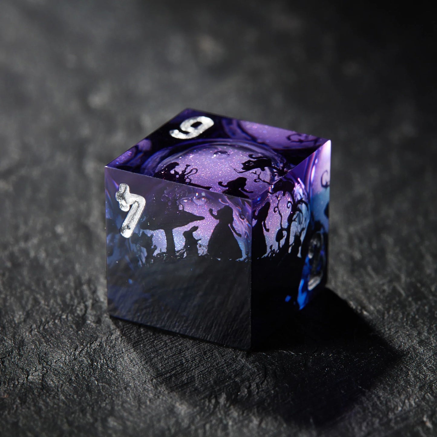 Mystic Wonderland Purple Liquid Core Dice - Resin D&D RPG 7-piece Dice Set