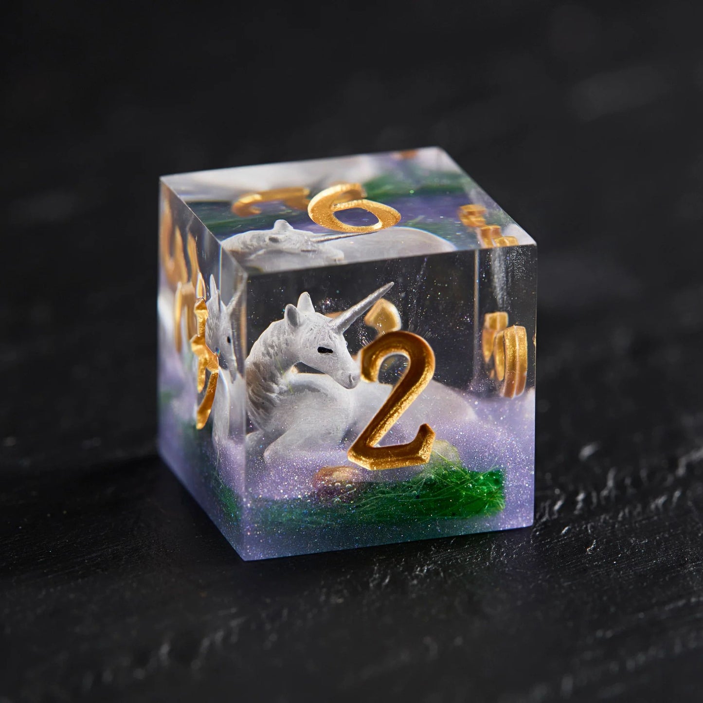 Enchanted Dream Unicorn Dice - Resin D&D RPG 7-piece Dice Set