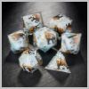Mammoth Blue White Resin Dice - Resin D&D RPG 7-piece Dice Set