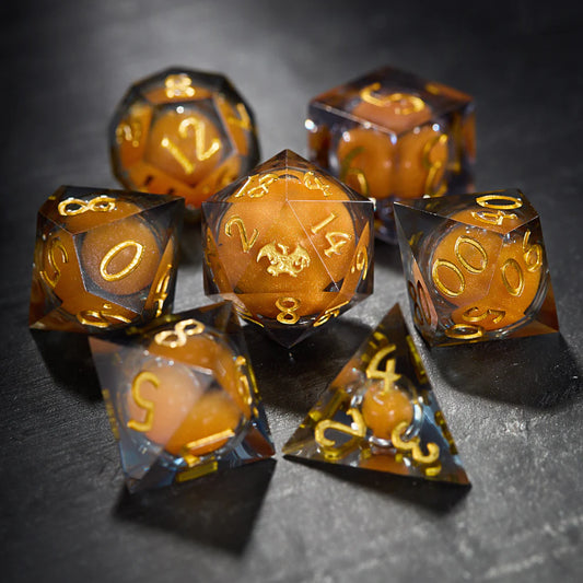 Orange Sand LIQUID CORE Resin Pokemon Charizard DnD D&D Dice