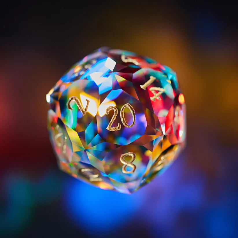 Brilliant Multifaceted Fantastic GLASS DnD D&D Sharp Edge Dice Set