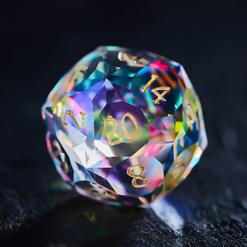 Brilliant Multifaceted Fantastic GLASS DnD D&D Sharp Edge Dice Set