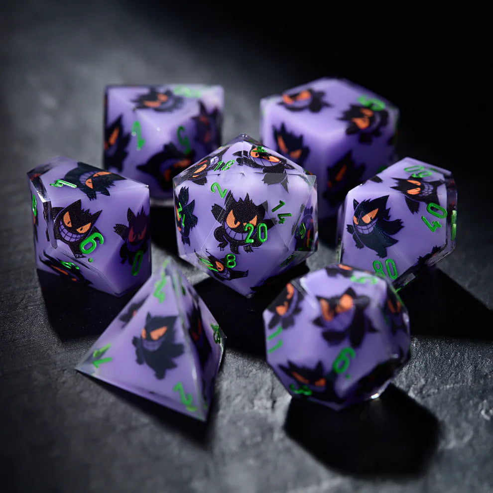 Gengar Purple Resin D&D DnD Dice Set