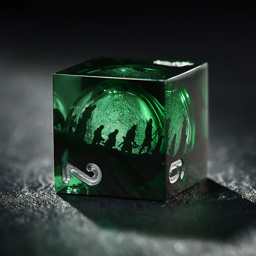 Lord of the Rings inspired Green Silhouette Liquid Core DnD D&D Dice