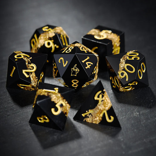 Black Goldleaf Resin Pokemon Pikachu DND Dice