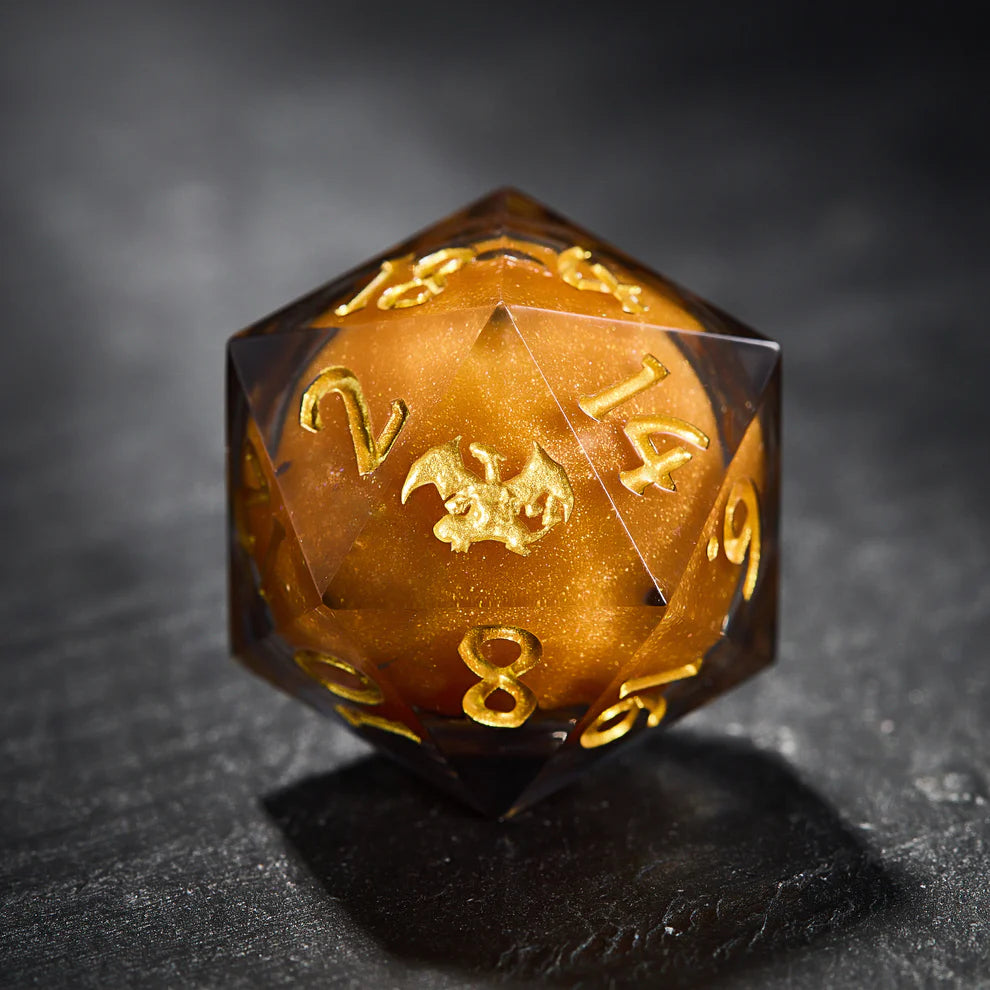 Orange Sand LIQUID CORE Resin Pokemon Charizard DnD D&D Dice