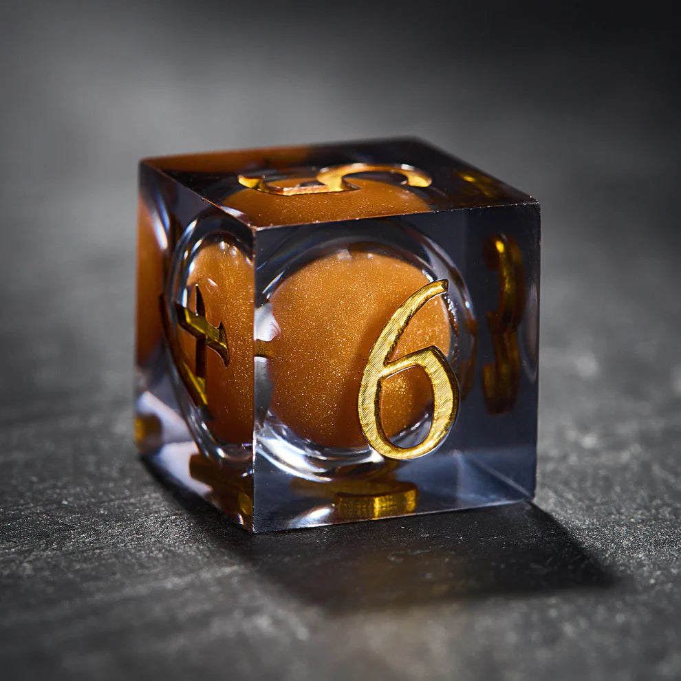 Orange Sand LIQUID CORE Resin Pokemon Charizard DnD D&D Dice