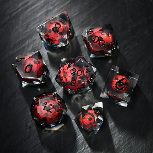 Floating Naruto Red Sharingan Eye Liquid Core Resin Dice Dnd