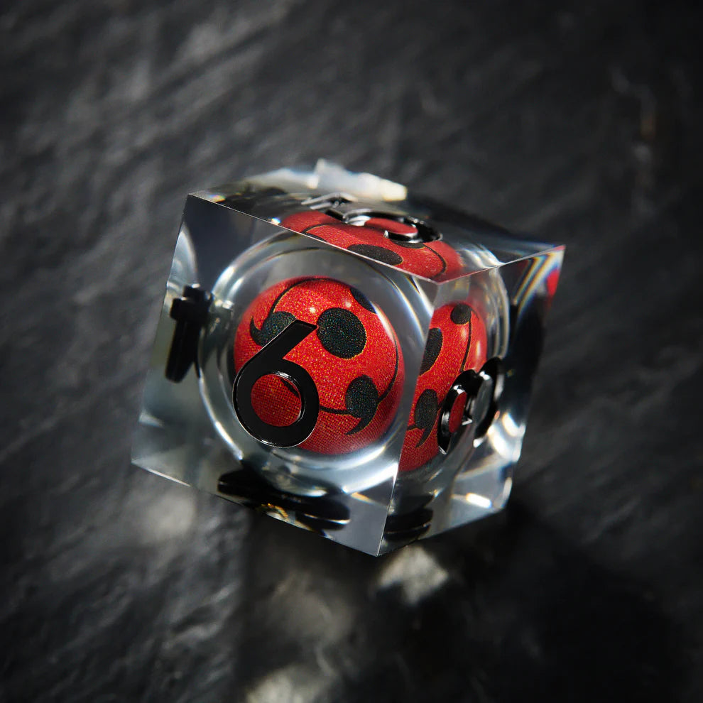 Floating Naruto Red Sharingan Eye Liquid Core Resin Dice Dnd