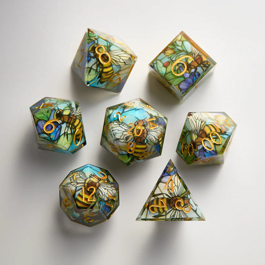 Honeybees and Flowers Resin DnD D&D Dice