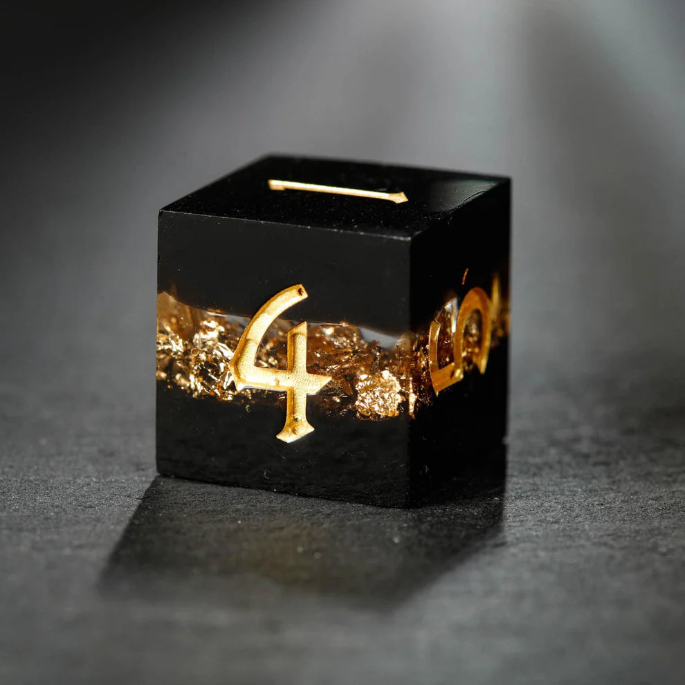 NSFW Black Goldleaf Resin F Word DnD D&D Dice Set