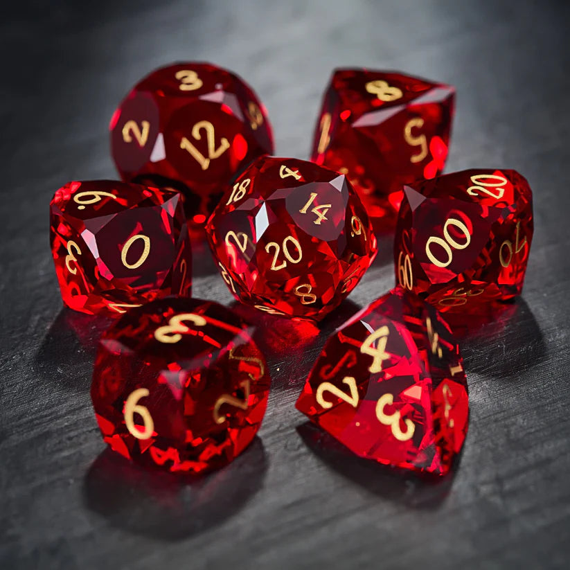 Multifaceted Blood Red Glass DnD D&D Dice