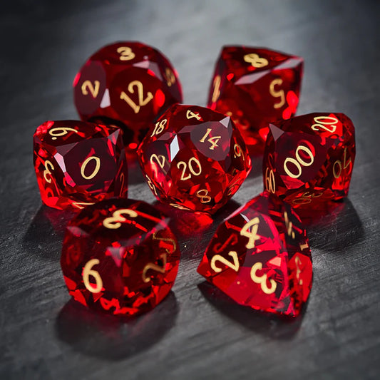 Multifaceted Blood Red Glass DnD D&D Dice