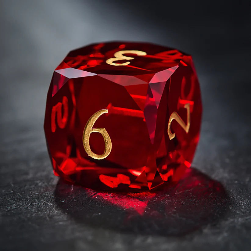 Multifaceted Blood Red Glass DnD D&D Dice