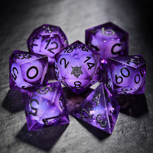 Purple Resin LIQUID CORE Pokemon Gengar DnD D&D Dice