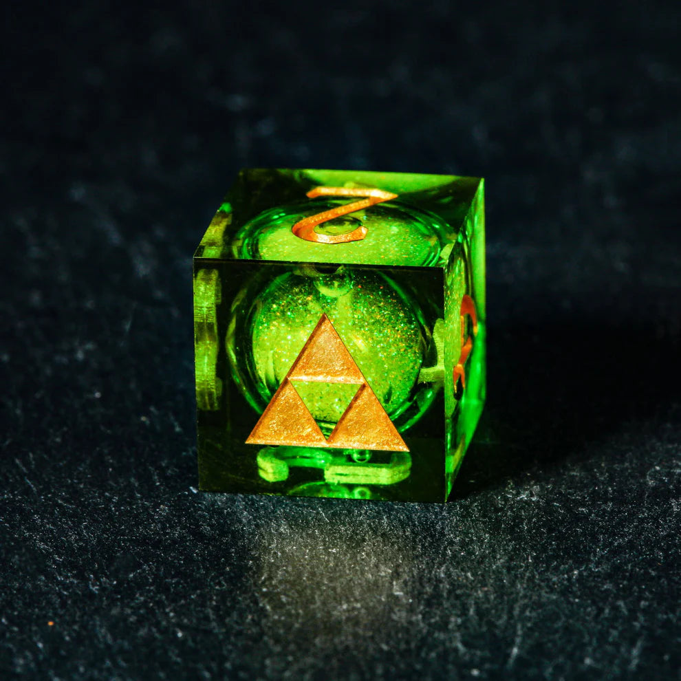 Green Liquid Core Resin All Zelda DnD D&D Dice Set