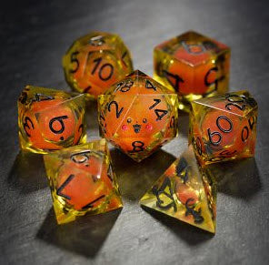 Yellow Liquid Core Resin Pokemon Pikachu Face & Tail DnD D&D Dice Set