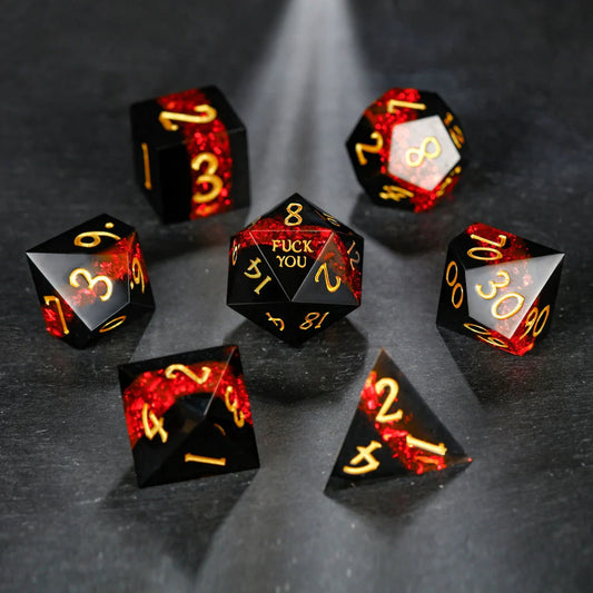 NSFW Red Tinsel Resin F Word DnD D&D Dice Set