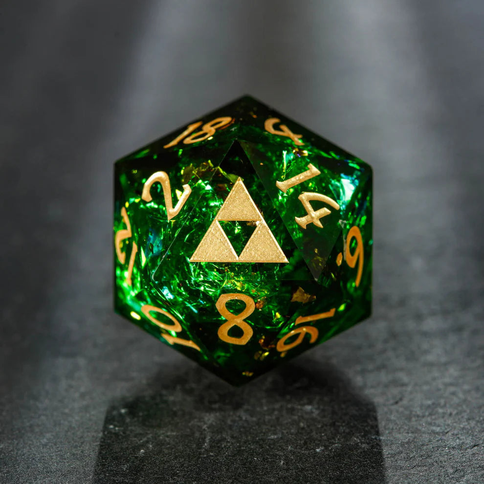 Dark Green Glitter Resin All Zelda Dice Set Dnd D&D