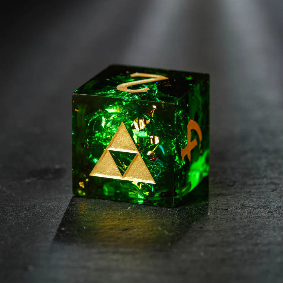 Dark Green Glitter Resin All Zelda Dice Set Dnd D&D